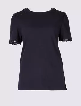 Футболка из 100%-го хлопка с кружевными вставками на плечах
