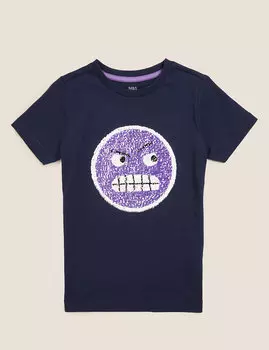 Футболка из чистого хлопка с двусторонними пайетками