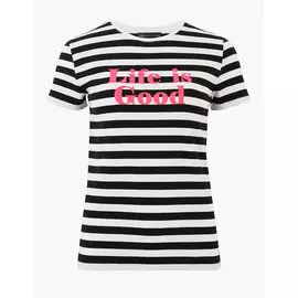 Футболка из хлопка с круглым вырезом и надписью "Ciao!", Marks&amp;Spencer