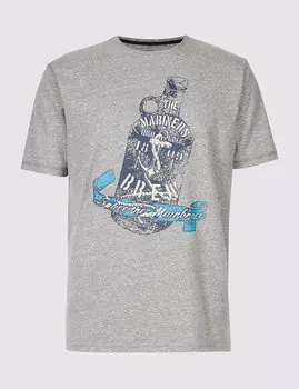 Футболка мужская с крупным принтом и коротким рукавом