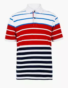 Футболка-поло из 100%-го чистого хлопка в разноцветную полоску