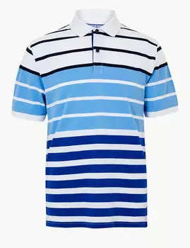 Футболка-поло из 100%-го чистого хлопка в разноцветную полоску