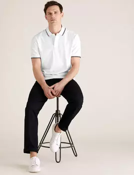 Футболка-поло из чистого хлопка с окантовкой