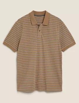 Футболка-поло из чистого хлопка в полоску