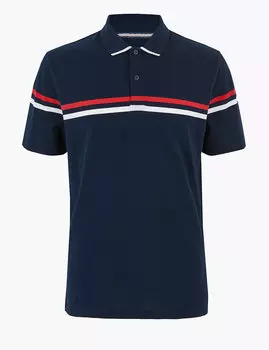 Футболка-поло из чистого хлопка в полоску