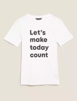 Футболка прямого кроя из чистого хлопка с надписями