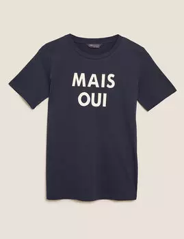 Футболка прямого кроя из чистого хлопка с надписями