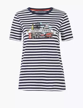 Футболка прямого кроя в полоску из чистого хлопка