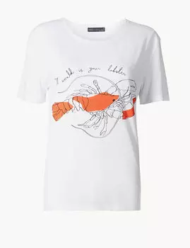 Футболка с короткими рукавами и принтом Лобстер