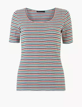 Футболка с короткими рукавами из 100%-го чистого хлопка в полоску