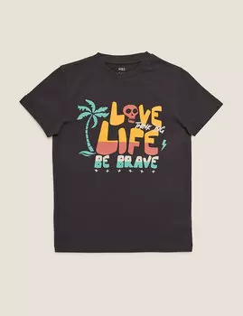 Футболка с надписью Люби жизнь из чистого хлопка