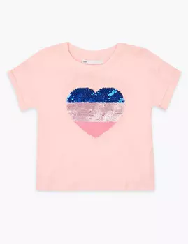 Футболка с обратимыми пайетками в форме сердца