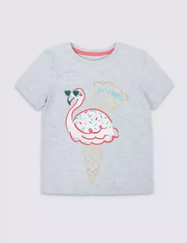 Футболка с принтом Фламинго для девочки