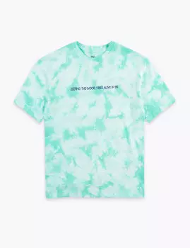 Футболка с вышитой надписью и коротким рукавом для мальчика