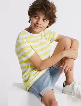 Футболка в полоску с карманом на груди для мальчика