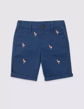 Хлопчатобумажные шорты с принтом Фламинго для мальчика