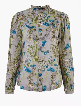 Хлопковая блузка с цветочным принтом