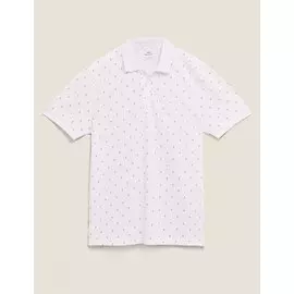 Хлопковая футболка-поло с принтом Якоря, Marks&amp;Spencer