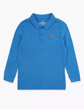 Хлопковая футболка-поло с вышитым носорогом