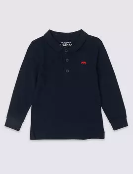 Хлопковая футболка-поло с вышитым носорогом