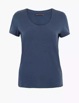 Хлопковая футболка с горловиной Scoop