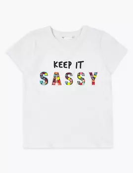 Хлопковая футболка с лозунгом Sassy