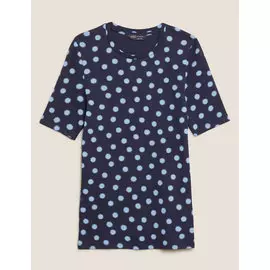 Хлопковая футболка стандартного кроя с пятнистым принтом, Marks&amp;Spencer