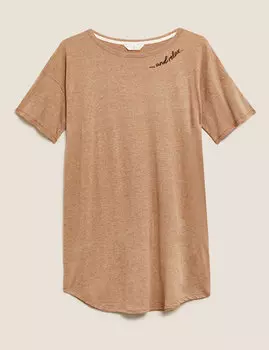 Хлопковая короткая ночная рубашка с надписью And Relax