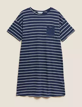 Хлопковая ночная рубашка в полоску