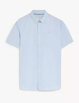 Хлопковая рубашка оксфорд с коротким рукавом