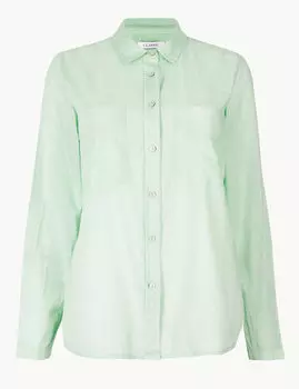 Хлопковая рубашка с длинным рукавом и карманами на груди