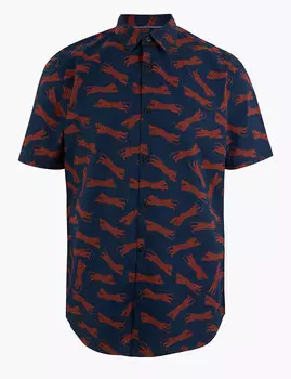 Хлопковая рубашка с принтом "тигры"