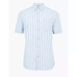 Хлопковая рубашка в тонкую полоску с коротким рукавом, Marks&amp;Spencer