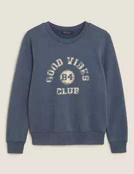 Хлопковая толстовка с круглым вырезом