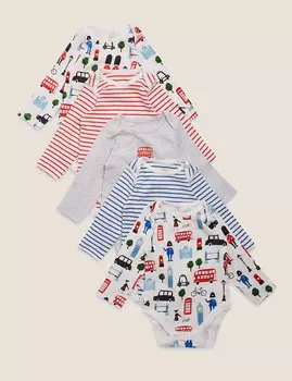 Хлопковое боди Лондон с длинным рукавом (5 шт)