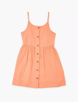 Хлопковое платье на бретельках и пуговицах