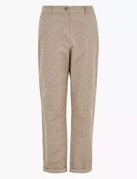 Хлопковые брюки чинос с цветочным принтом