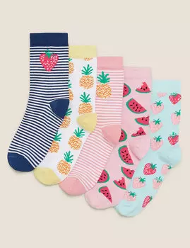 Хлопковые носки с изображением фруктов (5 пар)