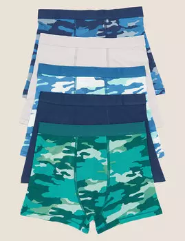 Хлопковые трусы-транки с камуфляжным принтом (5 шт)