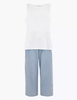 Хлопковый пижамный набор с ажурной вышивкой "Broderie Anglaise"