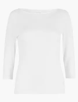 Хлопковый топ по фигуре с рукавами 3/4