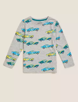 Хлопковый топ с ретро принтом