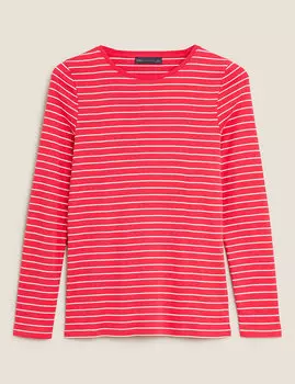 Хлопковый топ стандартного кроя в полоску с длинными рукавами