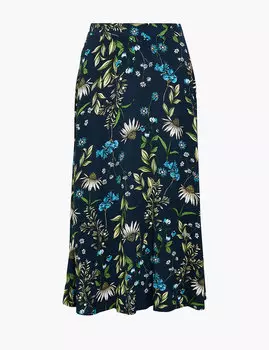 Юбка А-силуэта длиной миди с цветочным принтом