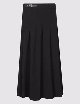 Юбка А-силуэта миди однотонная в складку