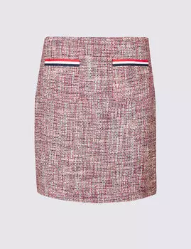 Юбка-карандаш длиной мини с карманами с контрастной отделкой