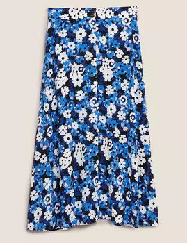 Юбка-миди А-силуэта с цветочным принтом