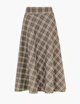Юбка миди А-силуэта в клетку