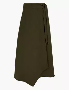 Юбка-миди с запахом асимметричного кроя