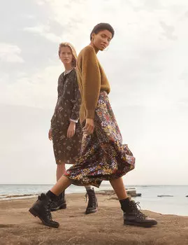 Юбка-миди в складку с цветочным принтом